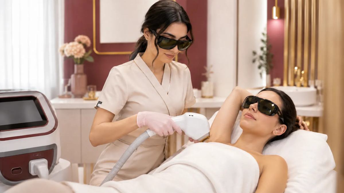 Derince'den gelen danışan için merkezde soğutmalı buz lazer uygulaması